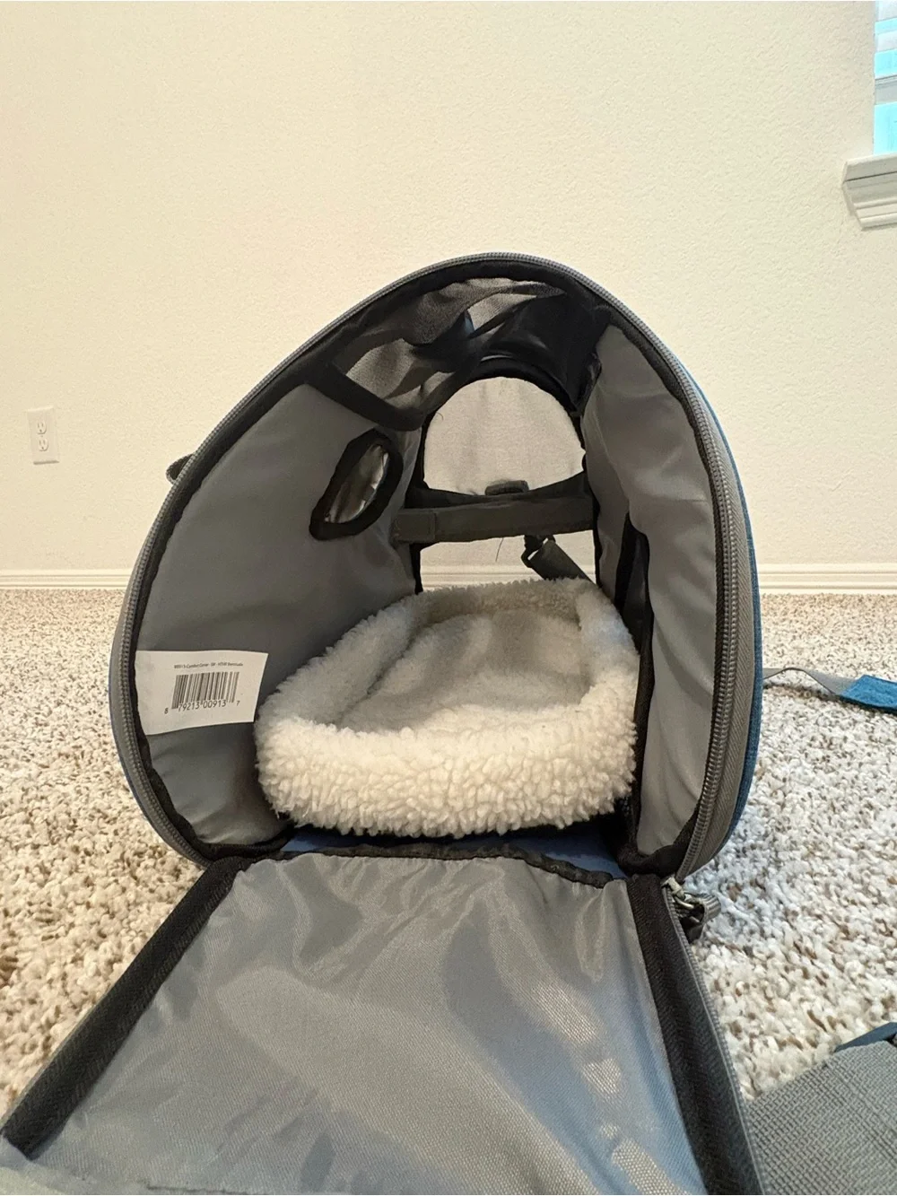 Blue Portable Cat Carrier with Shoulder Strap